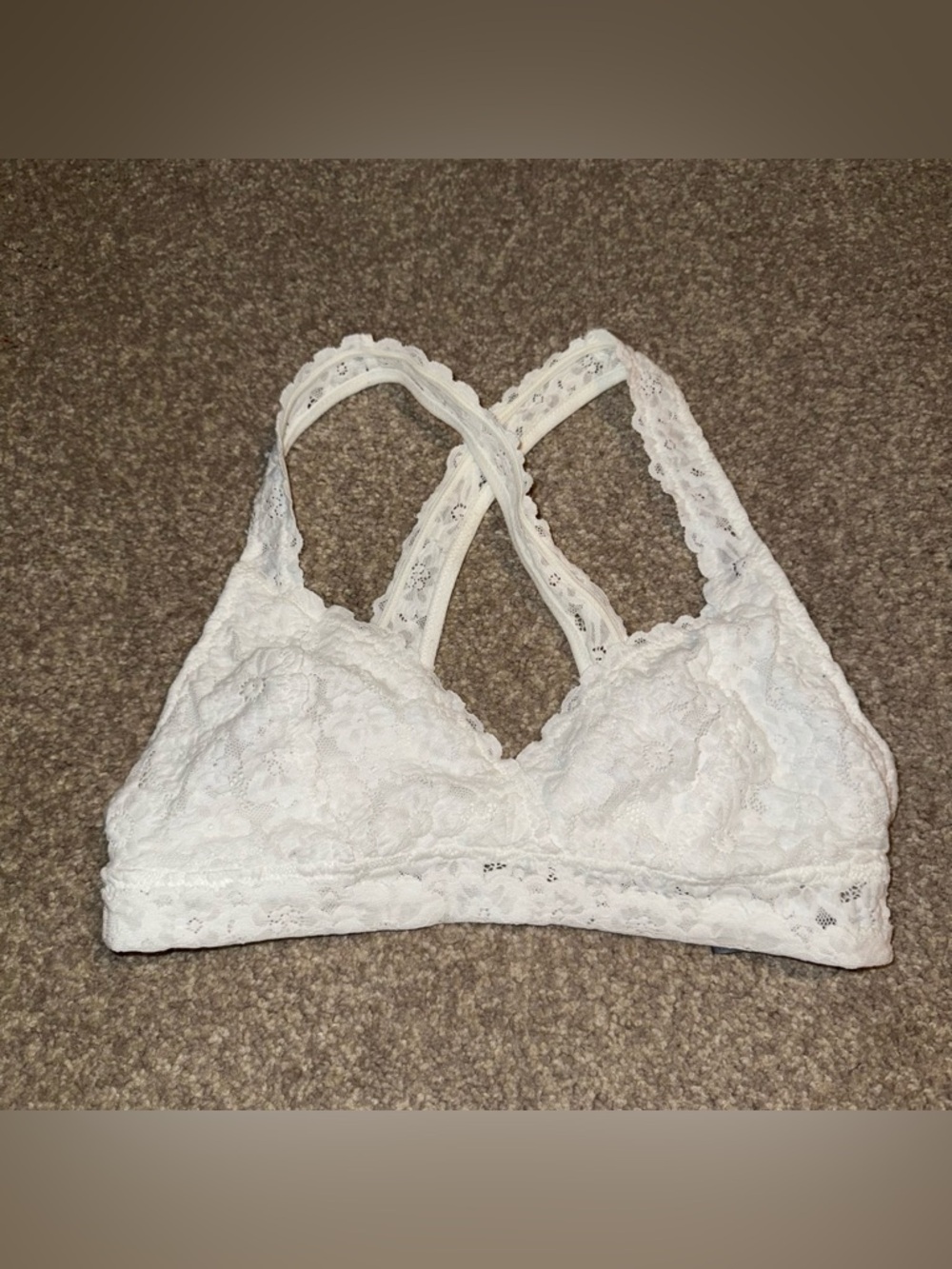 Aerie White Lace Cross-Back Bralette
